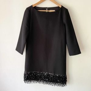 KATE SPADE Black Sequin Fringe Mini Dress Size 4
